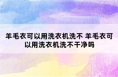 羊毛衣可以用洗衣机洗不 羊毛衣可以用洗衣机洗不干净吗